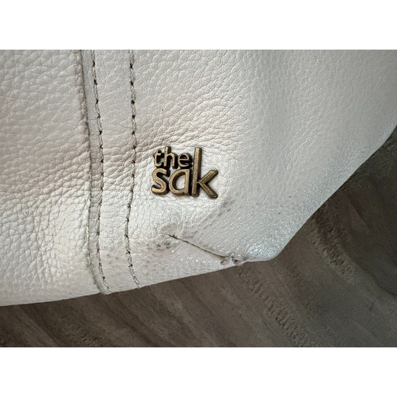 The Sak Leather Crossbody Bag Ivory Cream Pockets Adjustable Strap - Picture 5 of 12